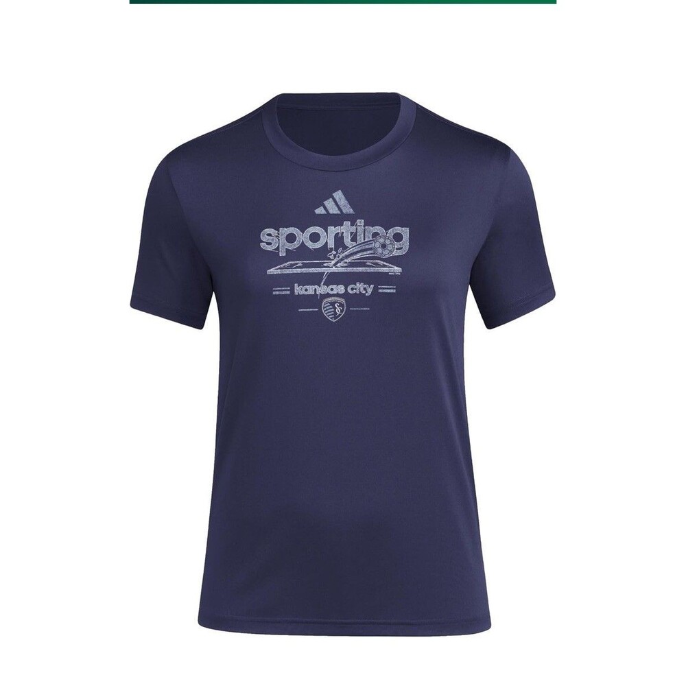 Adidas Womens Sporting Kansas City Pre-Game Soccer Shirt,Navy Blue XLarge